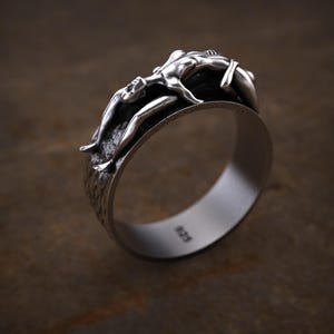 Two Lovers Lesbian Ring, 925 Sterling Silver Romantic Couple Ring, Handmade Craftsmanship Symbol of Love Unique Jewelry, Anniversary Gift