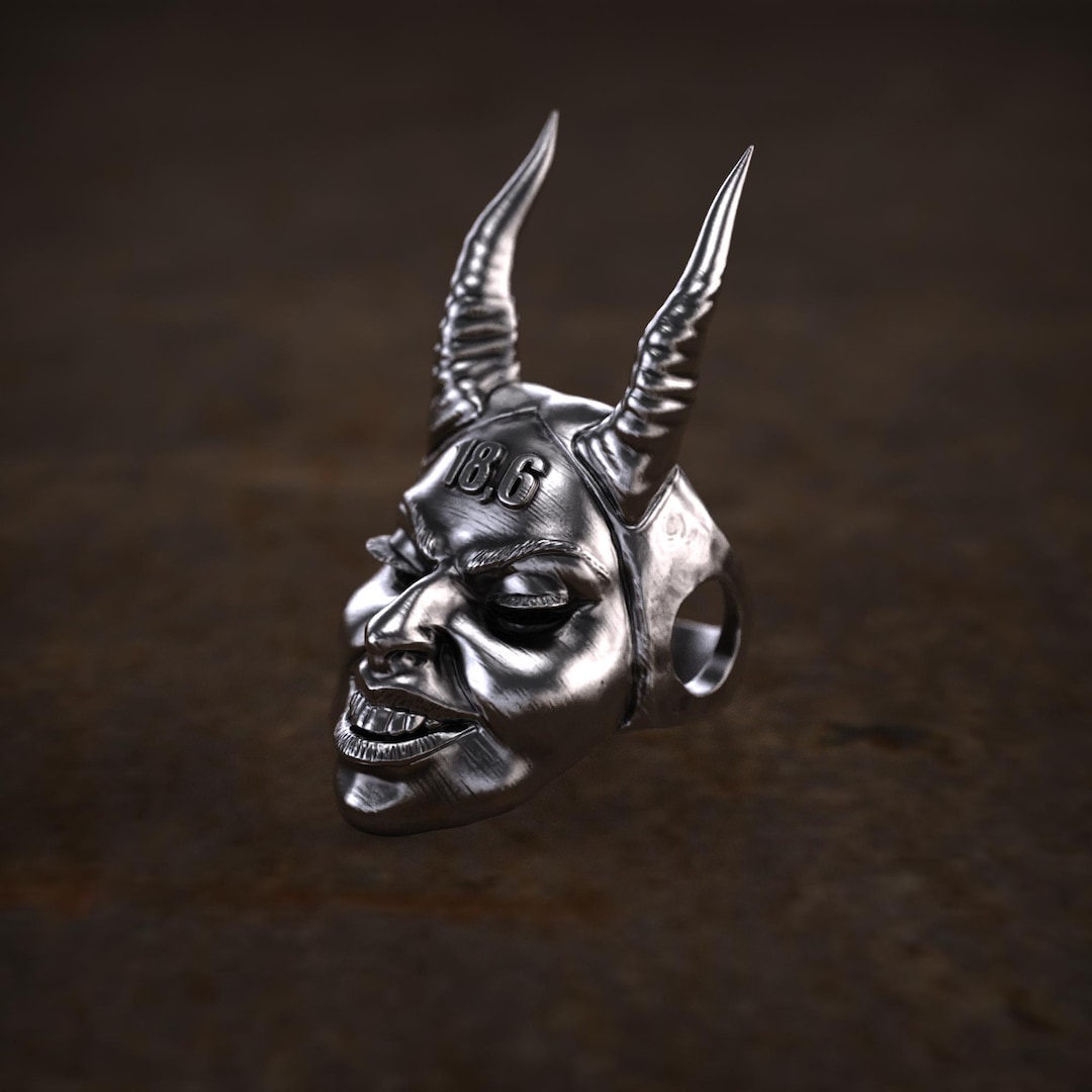 Devil Head Ring, 925 Sterling Silver Demon Ring, Handmade Gothic Occult ...