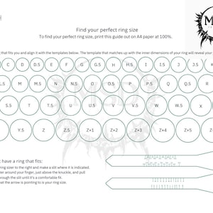May include: Ring size guide with various ring sizes labeled A through Z+6. Includes instructions and a ring sizer tool. A 25mm coin is shown for scale. The MSD Jewelry logo is in the upper right corner.