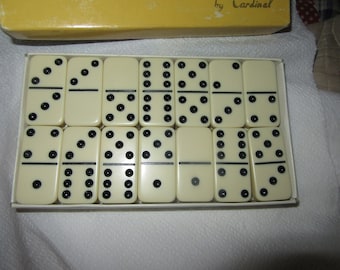28 Vintage Domino Set by Cardinal Texas 42 Brown Case