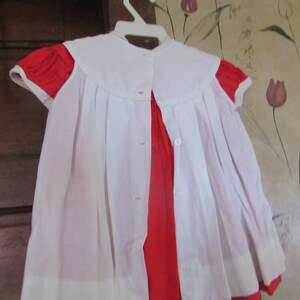 Suzy Brooks By Suzanne Godart Vintage Girls Dress 1950s 2 PC Red with pinafore image 3