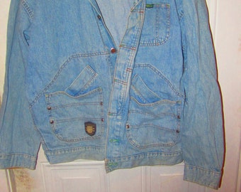 vintage LEVIS STRAUSS Silver tab 2 tone 5 pocket denim trucker jacket LARGE