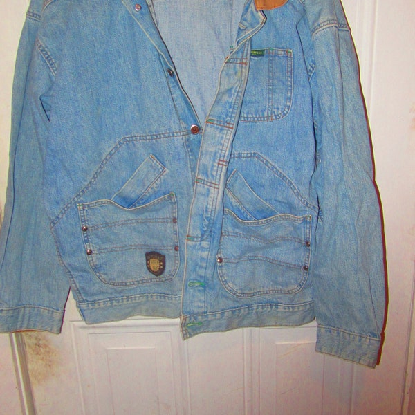 vintage LEVIS STRAUSS Silver tab 2 tone 5 pocket denim trucker jacket LARGE