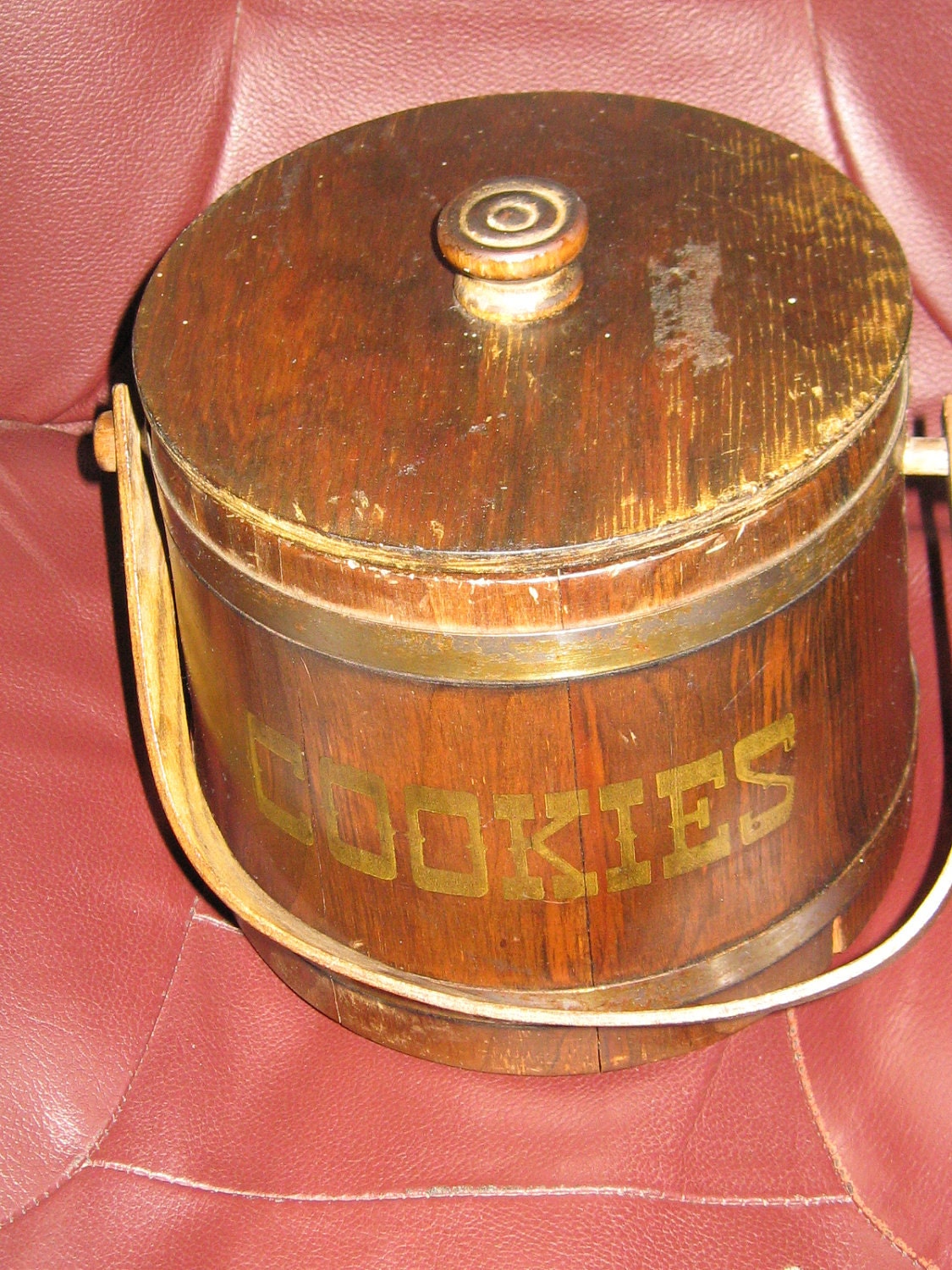 Vintage Putney Basketville Vermont Wooden Bucket Cookie Jar Etsy