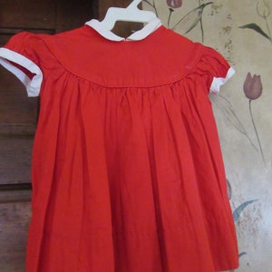 Suzy Brooks By Suzanne Godart Vintage Girls Dress 1950s 2 PC Red with pinafore image 4