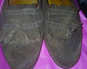 Polo Ralph Lauren  brown suede   LEATHER  KILTIE Tassel loafer  Bench   made in ENGLAND