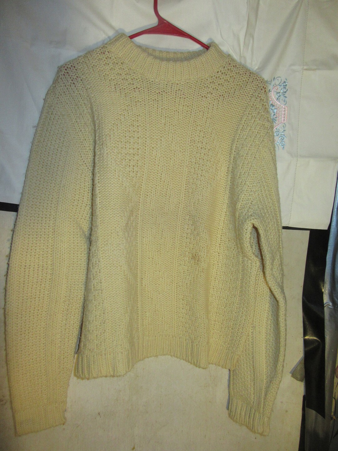 Vintage Pure Virgin Wool Knit MENS Fisherman Sweater Sz Large - Etsy
