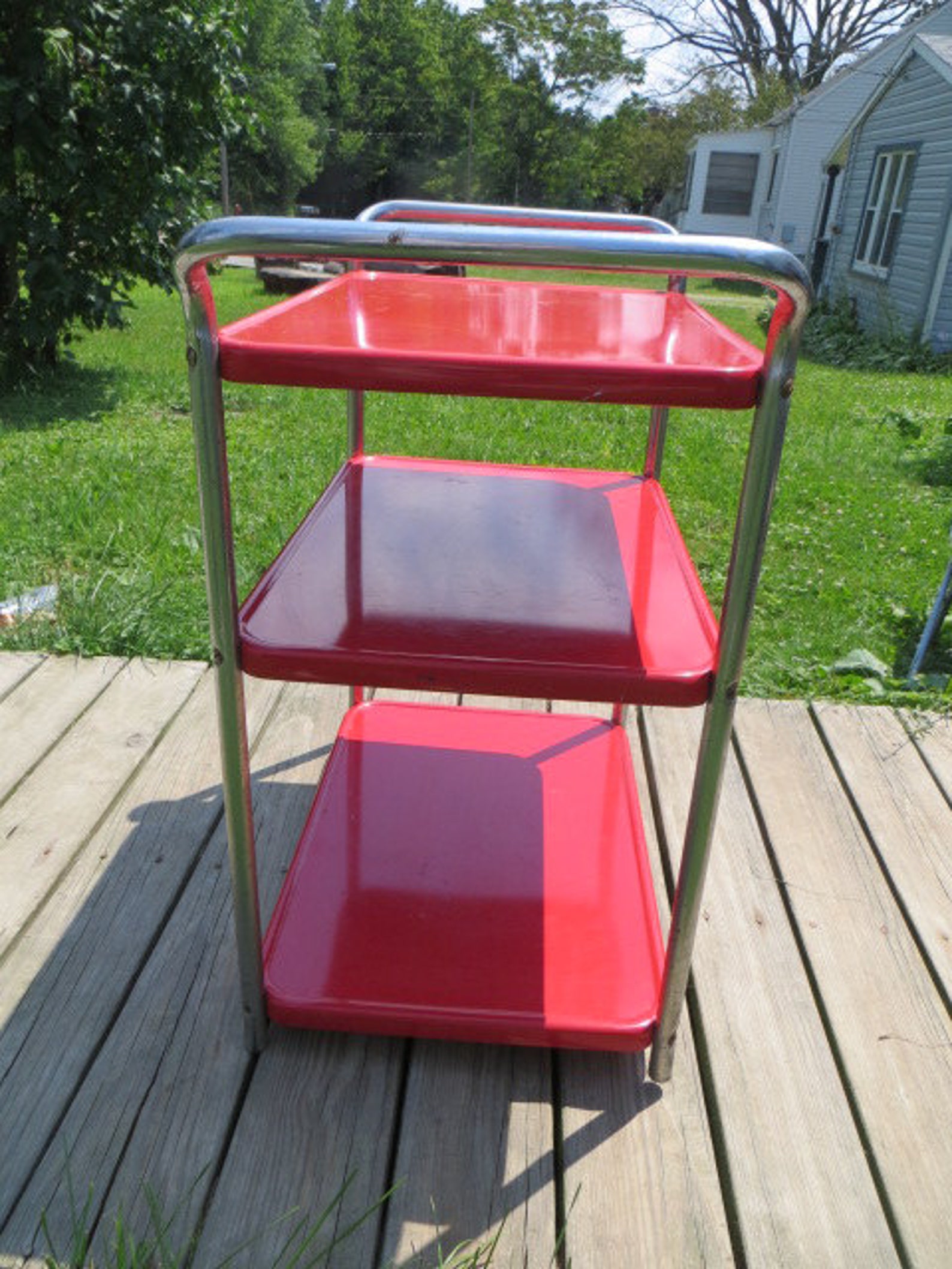 Vintage Mid Century Cosco Utility Cart Three Tier Rolling Etsy