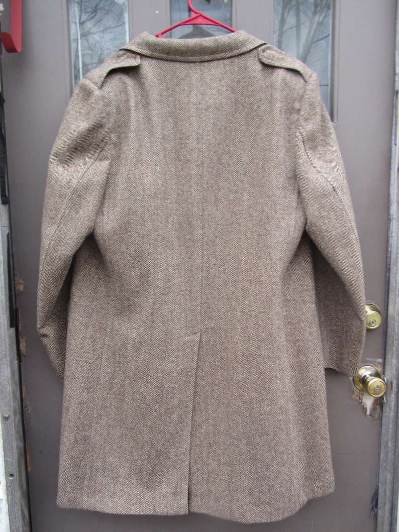 1960 VINTAGE Pure Wool Herringbone Mens Overcoat Doubled - Etsy