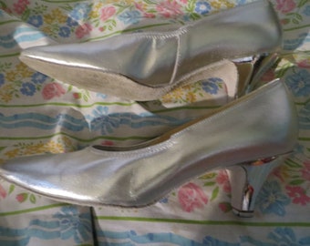 vintage  SUPA DANCE luxury  silver leather   BALLROOM  dance shoes made in england  sz 40  usa  9