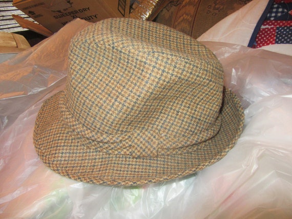 60S /1970s Vintage Mens STETSON Wool Plaid Fedora