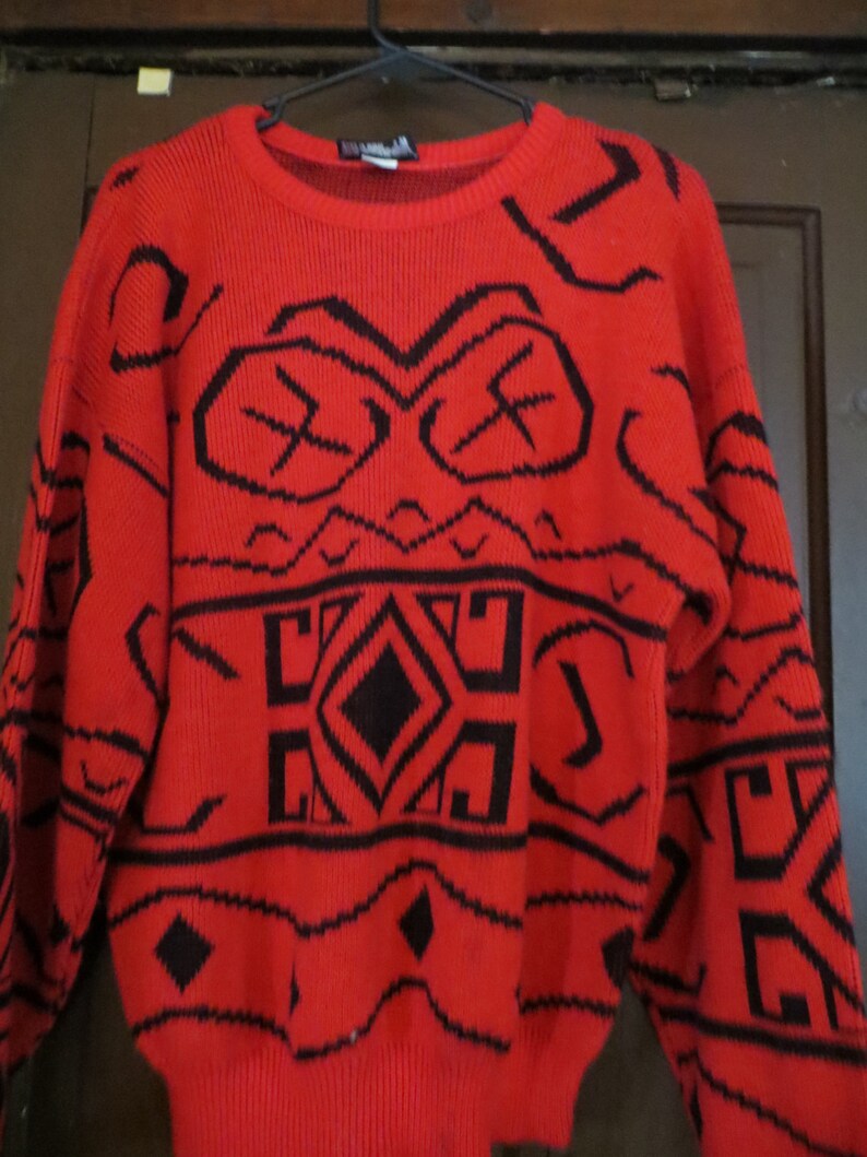 80s Playboy Hipster oversized Sweater Ski red and black | Etsy