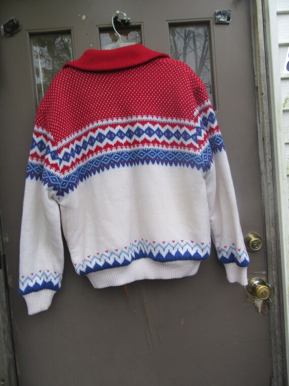 VTG 80s Boho Knitted Acrylic Sweater   Ski Jacket… - image 4