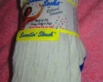 1990s rare  new Old stock  SWEATIN  socks ladies by RICHARD Simmons SLOUCH 2 in pack 5  to  12