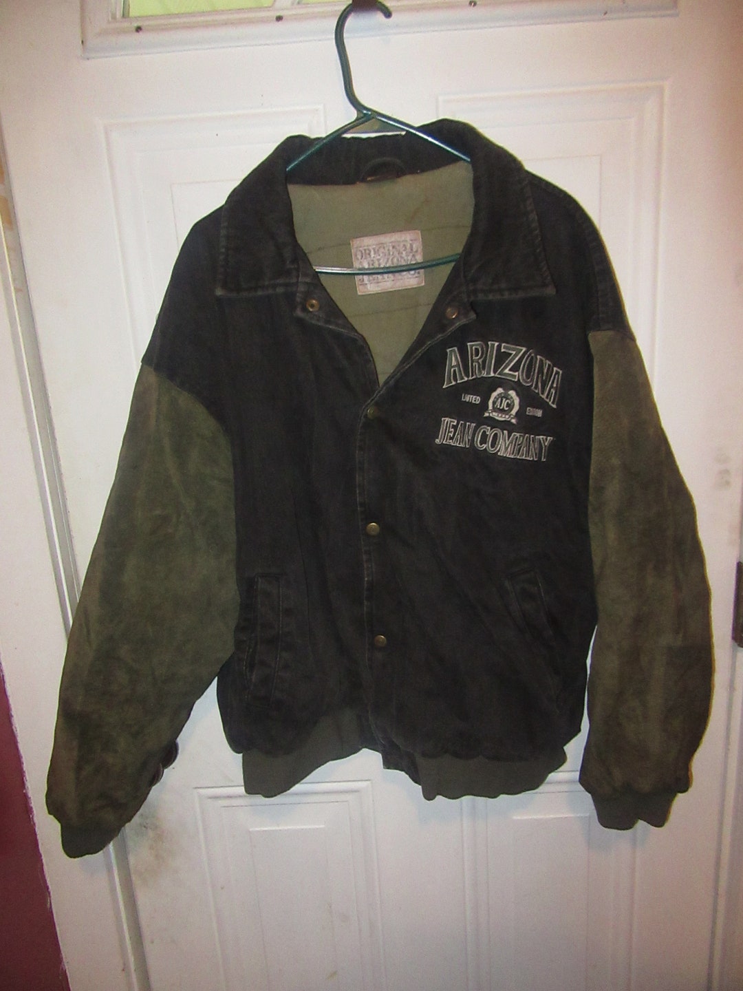 Vintage Limited Edition Arizona Jean Company Bomber Jacket W Denim and Leather Med Etsy