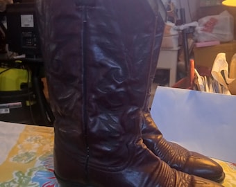 Vintage Dan Post burgundy oxblood leather cowboy boots sz 8 D