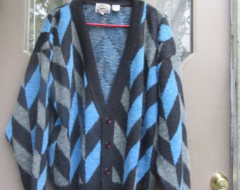 Vintage 80s Mens Cosby Cardigan Button Up Grandpa Cardigan Size xLarge