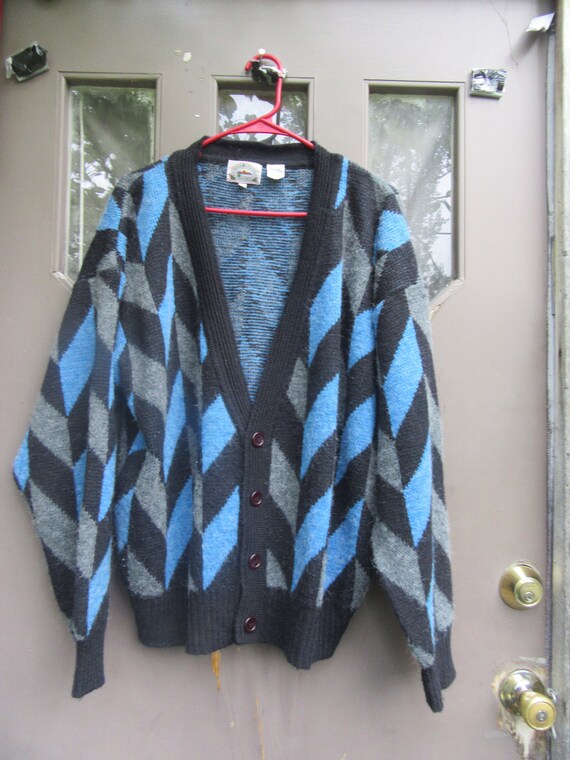 Vintage 80s Mens Cosby Cardigan Button 