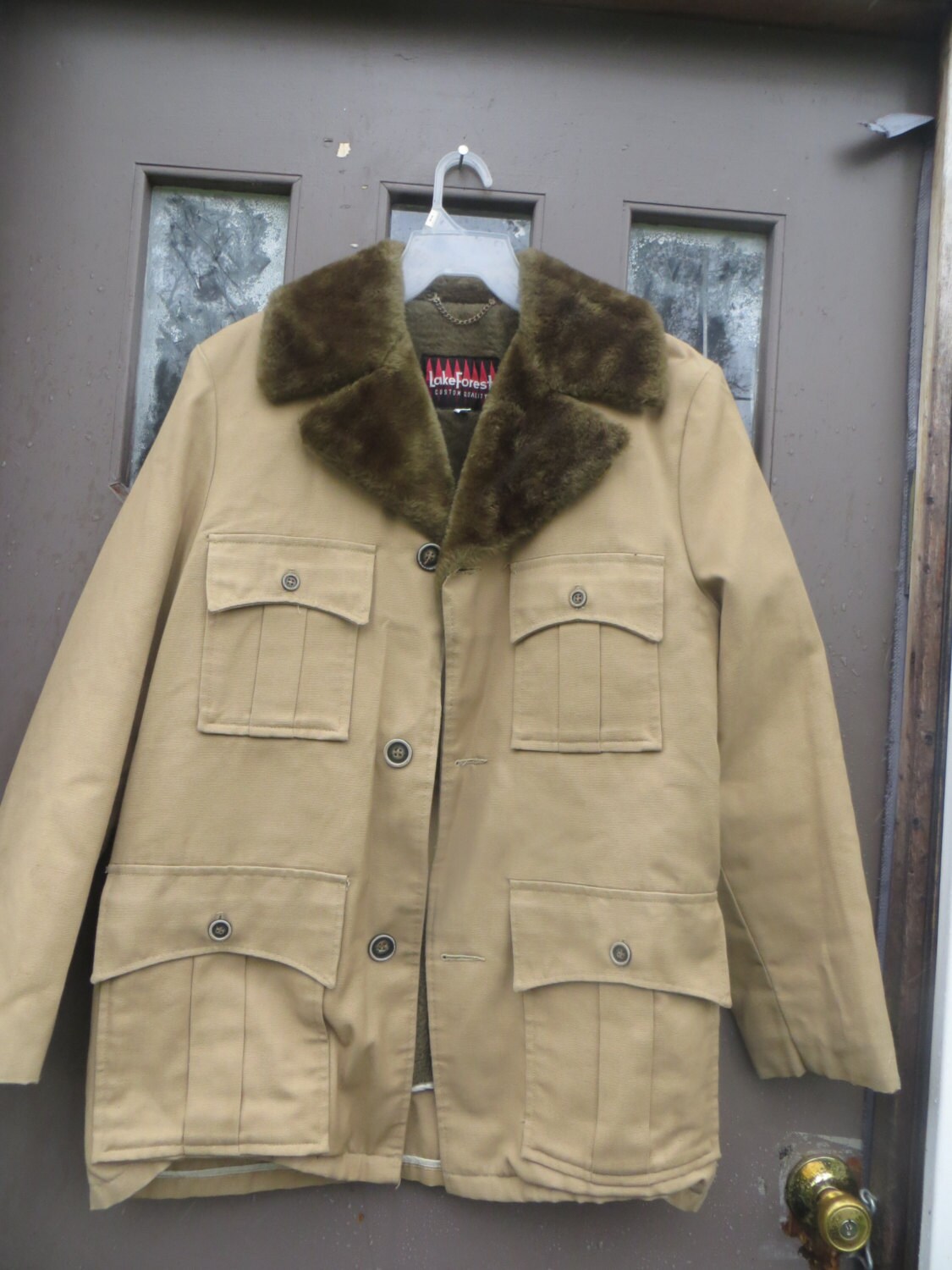 Fur lined canvas coat Clearance
