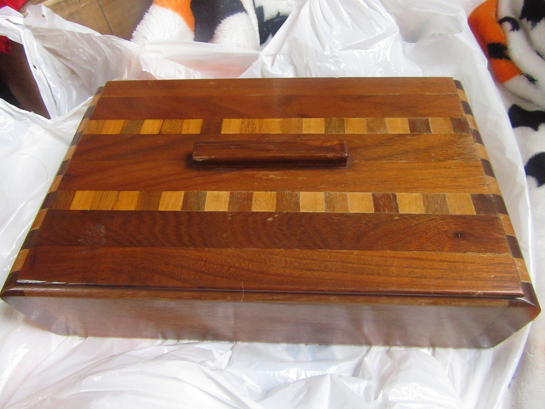 Vintage Handmade Inlaid Wood Jewelry Box Storage Box - Etsy