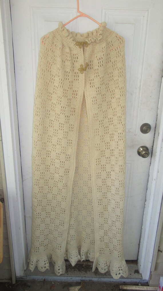 antique WOMENS Hand crochet  FLOOR LENGTH  Wool ca