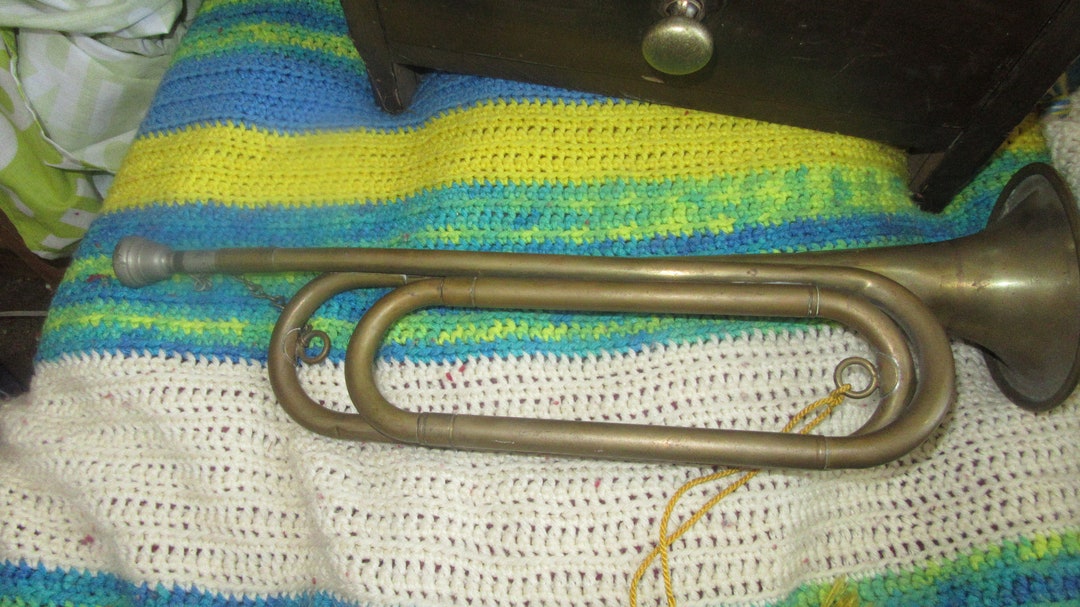 Antique U.S. Regulation Brass Bugle Made in USA 17IN Etsy