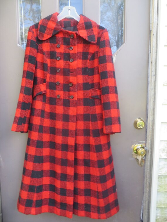 80s Plaid Wool Coat Double Breasted Coat TaraLynEvansStudio