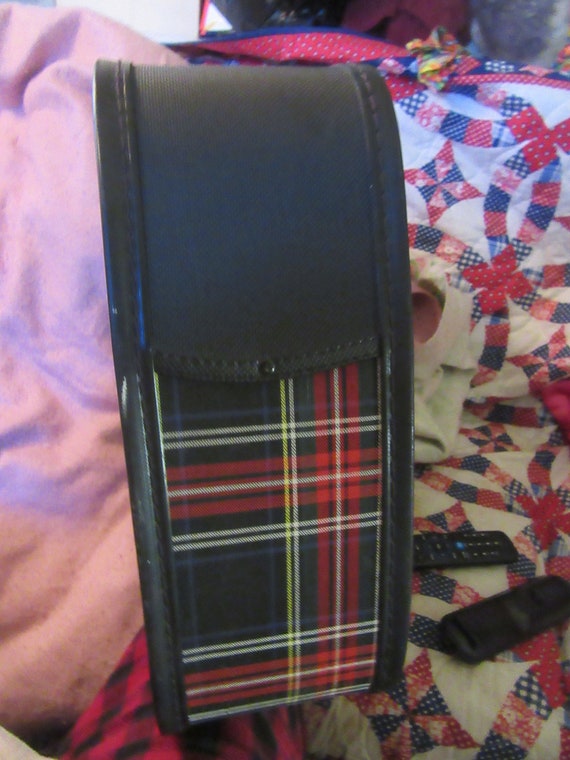 vtg 50s era red black plaid suitcase by LEEDS  22… - image 5