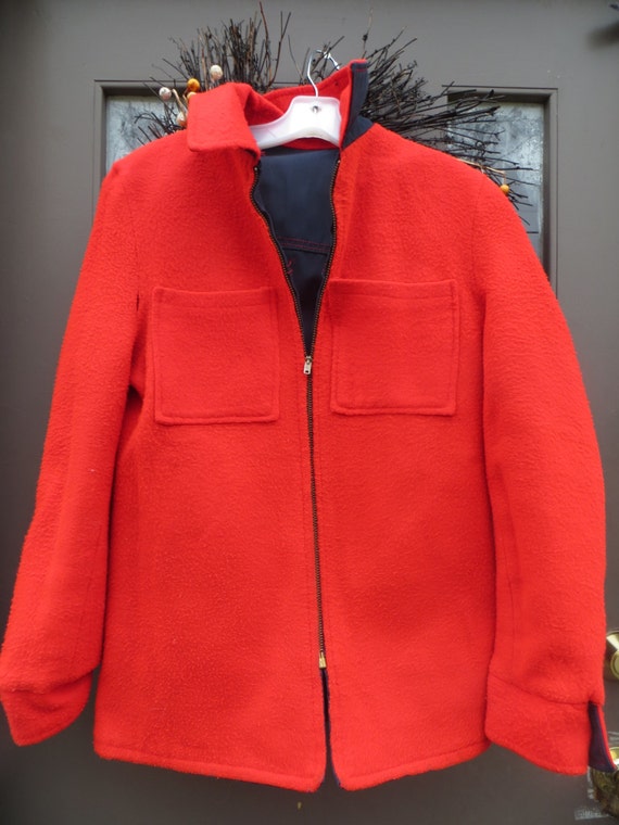 vtg 1950  mens madmen red wool felt reversible ja… - image 1