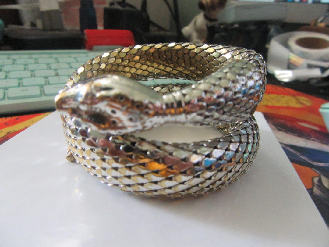Haut En Maille Serpent Vintage Whiting & Davis Années 90 - Taille M Couleur Or