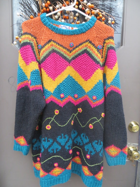 1980S hippie boho   Bravo hand knits knit colorful