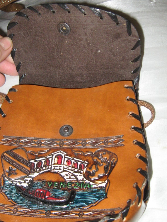 Vintage Venezia ITALY Hand Tooled Painted Leather… - image 3