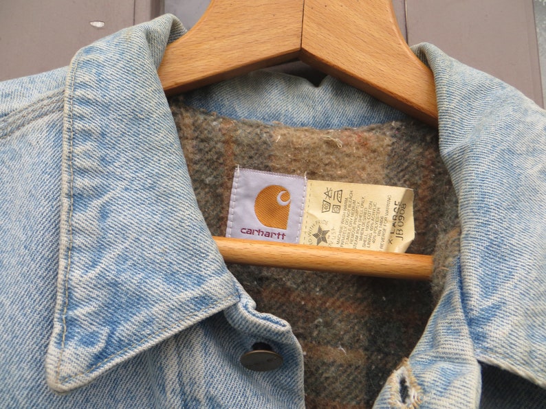 vintage   faded denim blanket lined  Carhartt 4 pocket jacket  sz  xlarge  mens