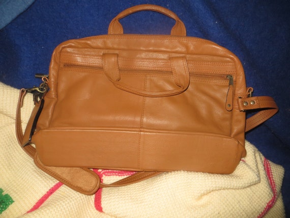 Vintage brown full grain  leather laptop /messeng… - image 3