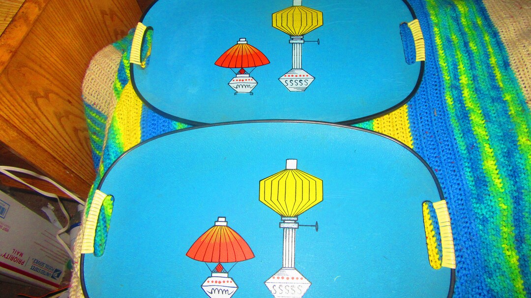 Japanese. Set of 2 Vtg HAND PAINTED Coffee Table Serving Trays Etsy