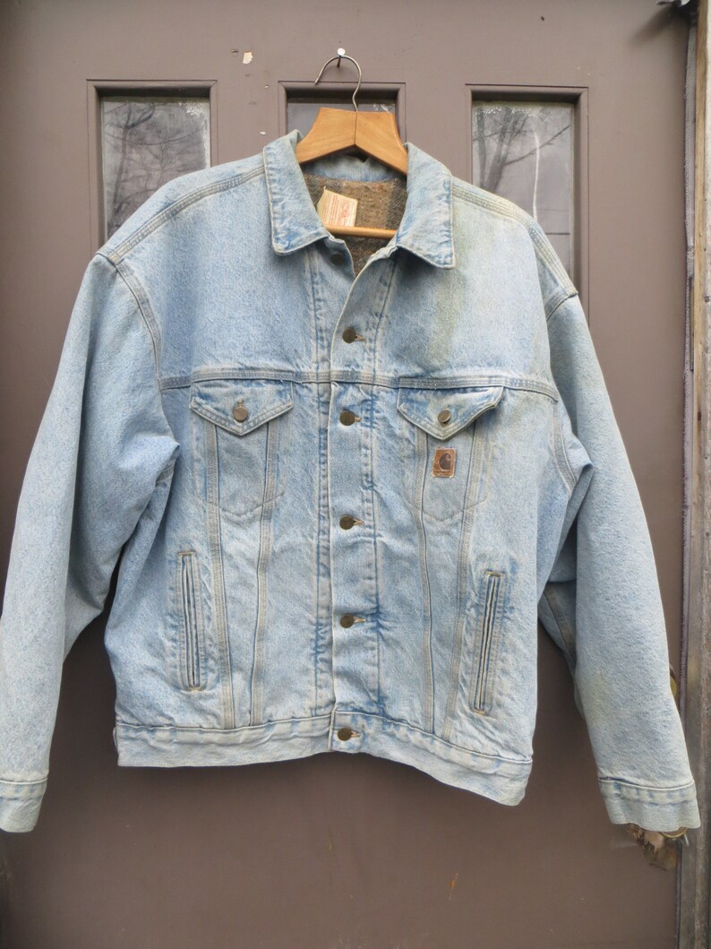 vintage faded denim blanket lined Carhartt 4 pocket jacket sz xlarge mens