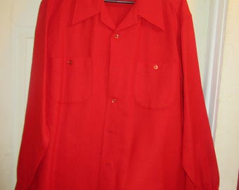 Vintage Pendleton Pure Virgin Wool Shirt  Red  Long Sleeve  2 pocket  XLARGE
