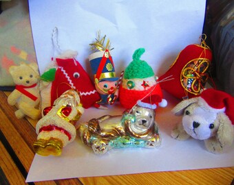 8 vintage CHRISTMAS   ORNAMENTS