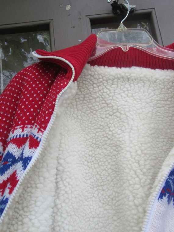 VTG 80s Boho Knitted Acrylic Sweater   Ski Jacket… - image 3