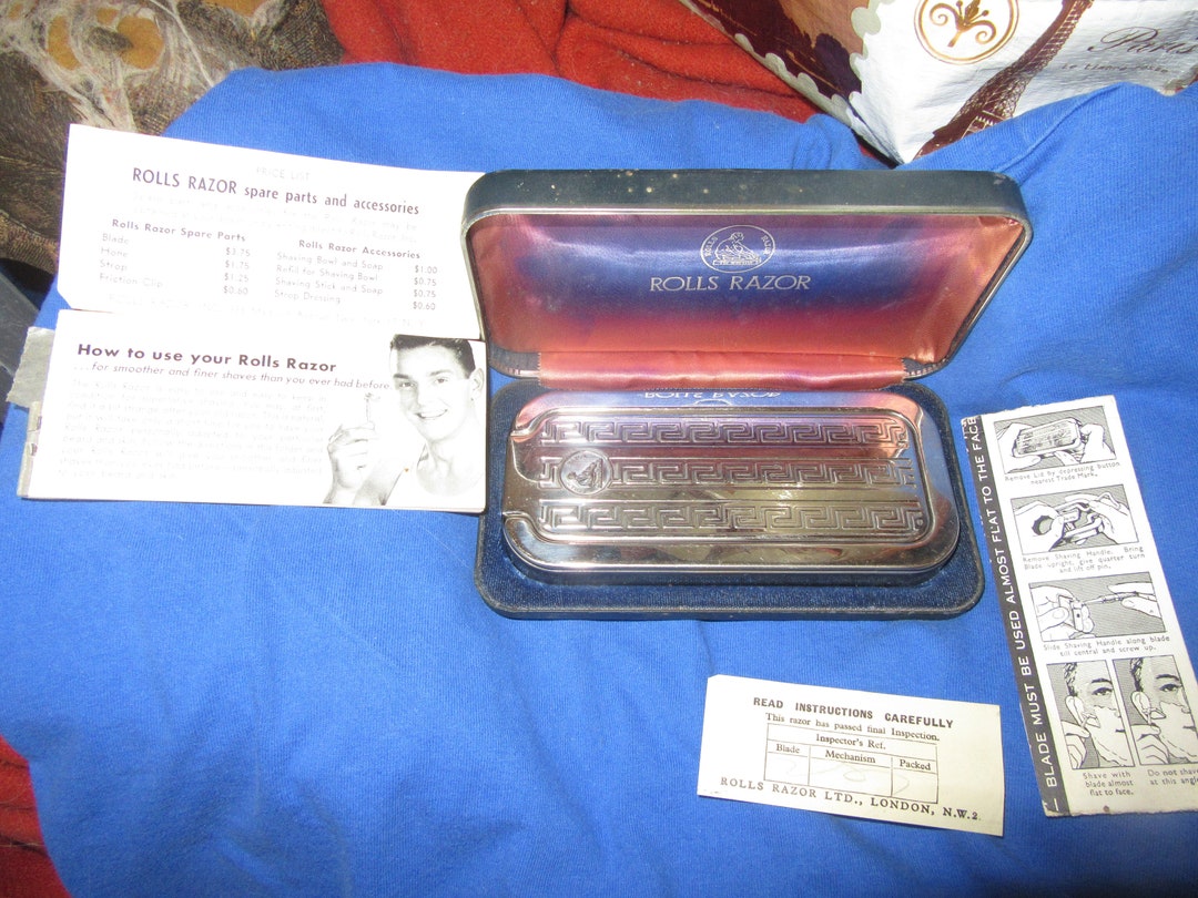 1927 Rolls Men's Single Blade Razor in CHROME Case All in One (strap ...