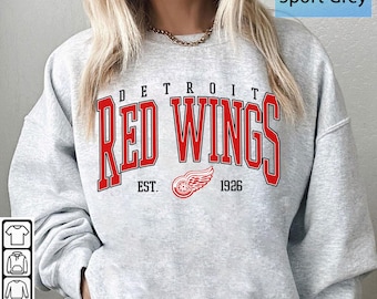 Detroit Red Wings Sweatshirt, Vintage Style Detroit Hockey Crewneck, Retro Detroit Red Wings Hockey Shirt, Retro Detroit Ice Hockey Sweater