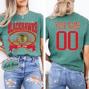 Personalized Comfort Colors® Chicago Blackhawks T-Shirt | Comfort Colors T-Shirt for Hockey Fans | Custom Number | Retro Team Shirt