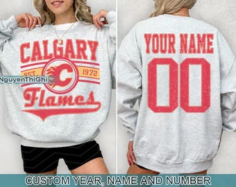 Calgary Flames Vintage 90s Sweatshirt, Ice Hockey Shirt, Ice Hockey Crewneck, Calgary Flames Fan Gift Unisex Hoodie