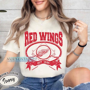 Comfort Colors® Detroit Red Wings Hockey T-shirt, Custom Vintage Graphic Tee, Detroit Hockey Gift For Fan