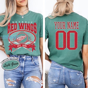 Personalized Comfort Colors® Detroit Red Wings T-Shirt | Comfort Colors T-Shirt for Hockey Fans | Custom Number | Retro Team Shirt