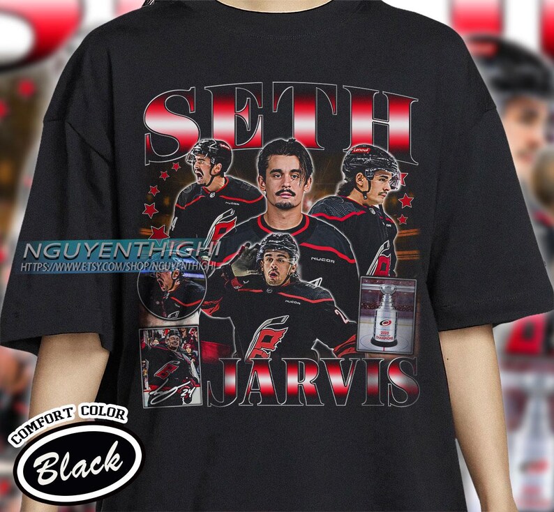 Comfort Colors® Seth Jarvis Hockey T-shirt, Carolina Hurricanes Hockey T-shirt, 90s Vintage Hockey Shirt, Hockey Gift For Fan image 1