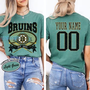 Personalized Comfort Colors® Boston Bruins T-Shirt | Comfort Colors T-Shirt for Hockey Fans | Custom Number | Retro Team Shirt