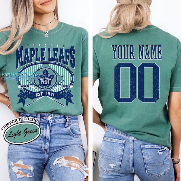 Personalized Comfort Colors® Toronto Maple Leafs T-Shirt | Comfort Colors T-Shirt for Hockey Fans | Custom Number | Retro Team Shirt
