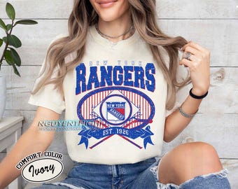 Comfort Colors® New York Rangers Hockey T-shirt, Custom Vintage Graphic Tee, New York Hockey Gift For Fan
