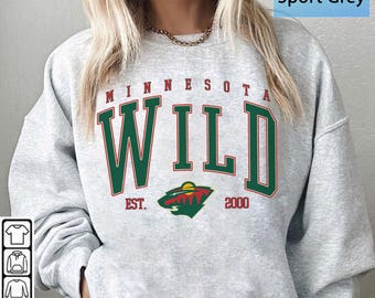 Minnesota Wild Sweatshirt | Vintage Wild Hockey Sweatshirt | Retro Minnesota T-shirt | Minnesota Wild Hockey Crewneck , Minnesota Hockey Ice